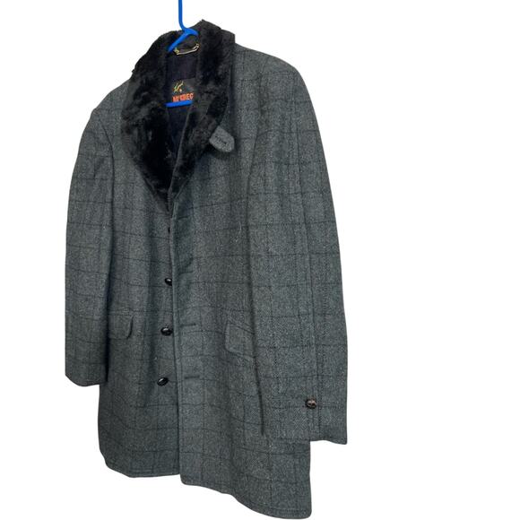 Vintage McGregor Men's Grey Wool Faux Fur Lined Coat Size 40 - Picture 3 of 7